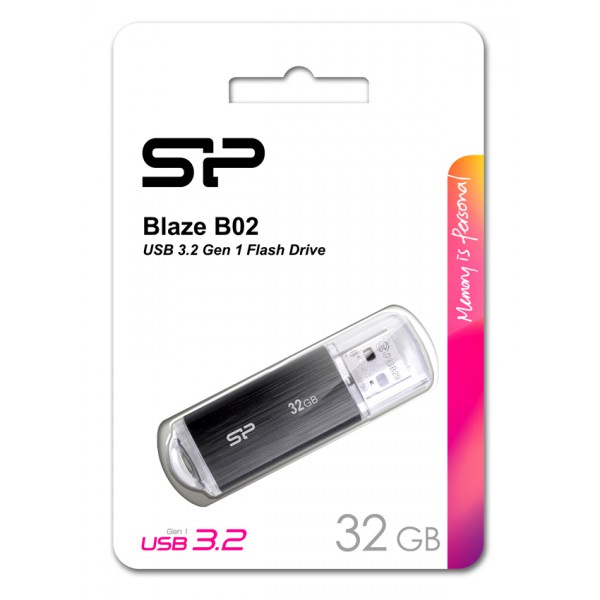 SILICON POWER USB Flash Drive Blaze B02, 32GB, USB 3.2, μαύρο SILICON POWER USB Flash Drive Blaze B02, 32GB, USB 3.2, μαύρο