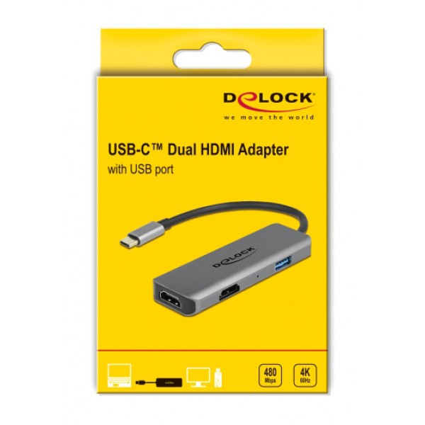 DELOCK docking station 87780, 3 θυρών, USB-C σύνδεση, 4K, MST, γκρι DELOCK docking station 87780, 3 θυρών, USB-C σύνδεση, 4K, MST, γκρι