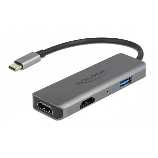 DELOCK docking station 87780, 3 θυρών, USB-C σύνδεση, 4K, MST, γκρι DELOCK docking station 87780, 3 θυρών, USB-C σύνδεση, 4K, MST, γκρι