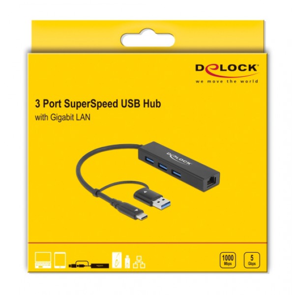 DELOCK docking station 64149, 4 θυρών, USB & USB-C σύνδεση, μαύρο DELOCK docking station 64149, 4 θυρών, USB & USB-C σύνδεση, μαύρο