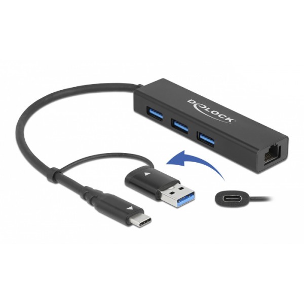 DELOCK docking station 64149, 4 θυρών, USB & USB-C σύνδεση, μαύρο DELOCK docking station 64149, 4 θυρών, USB & USB-C σύνδεση, μαύρο