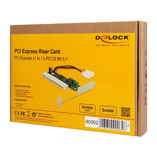 DELOCK κάρτα επέκτασης PCI Express σε PCI 32 Bit 5V 90062, Asmedia chip DELOCK κάρτα επέκτασης PCI Express σε PCI 32 Bit 5V 90062, Asmedia chip