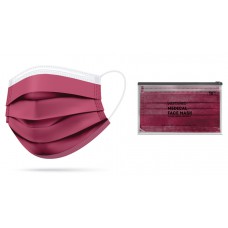 VESTAMED χειρουργική μάσκα 3 στρωμάτων VMM40, BFE >98%, 5x 10τμχ μπορντό