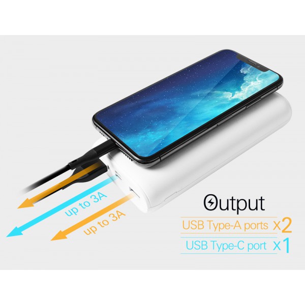 SILICON POWER power bank QS15, 20000mAh, 2x USB & USB Type-C, 18W, λευκό SILICON POWER power bank QS15, 20000mAh, 2x USB & USB Type-C, 18W, λευκό