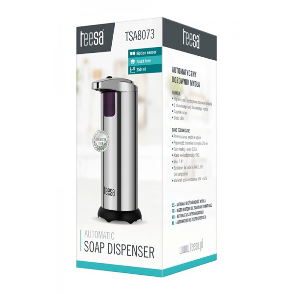 TEESA αυτόματος διανεμητής κρεμοσάπουνου TSA8073, 250ml, ασημί TEESA αυτόματος διανεμητής κρεμοσάπουνου TSA8073, 250ml, ασημί