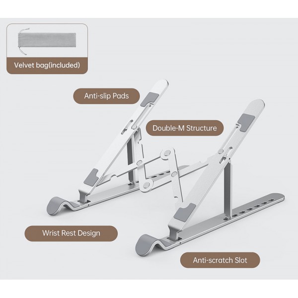 ORICO βάση για laptop & tablet PFB-A2, 11-17", μεταλλική, ασημί