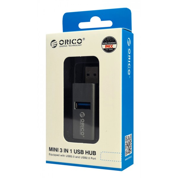 ORICO USB hub MINI-U32L, 3x θυρών, 5Gbps, USB σύνδεση, μαύρο