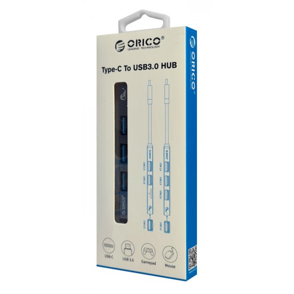 ORICO USB hub AH-13, 4x θυρών, 5Gbps, USB-C σύνδεση, γκρι