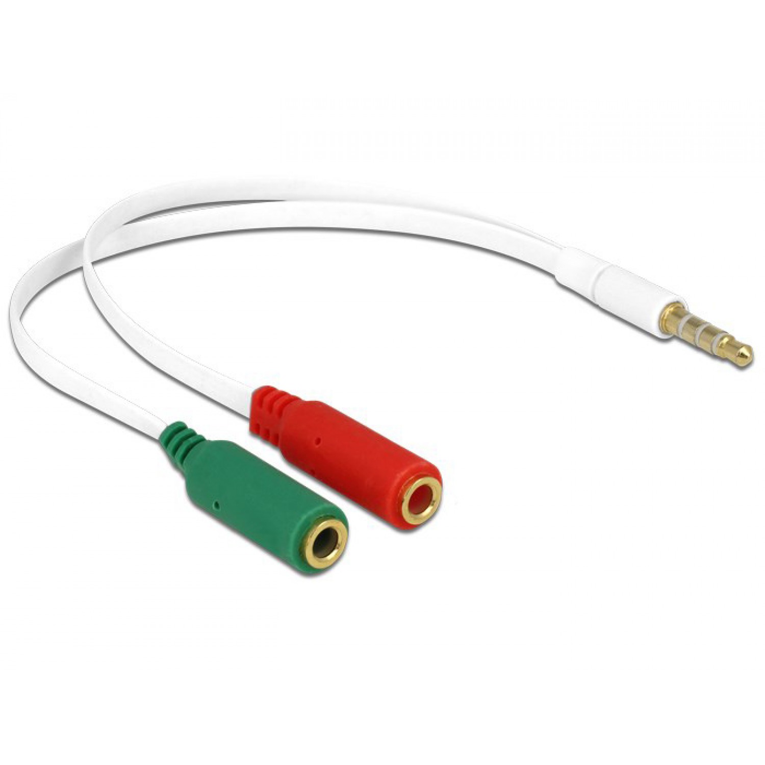 DELOCK καλώδιο 3.5mm 4-pin σε 2x 3.5mm 3-pin θηλυκό 65447, λευκό DELOCK καλώδιο 3.5mm 4-pin σε 2x 3.5mm 3-pin θηλυκό 65447, λευκό