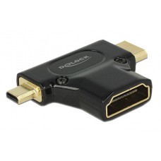 DELOCK αντάπτορας HDMI-A θηλυκό σε HDMI Mini-C & Micro-D 65666, 1080p