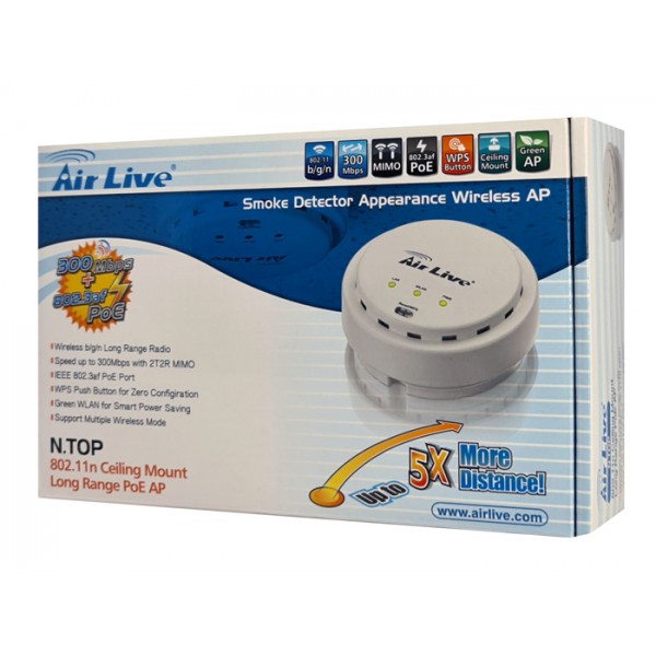 AIRLIVE access point N-TOP, 2.4GHz, ceiling mount, Ethernet port PoE AIRLIVE access point N-TOP, 2.4GHz, ceiling mount, Ethernet port PoE