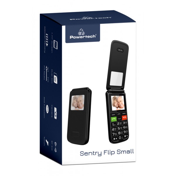 POWERTECH κινητό τηλέφωνο Sentry Flip Small, 1.77", SOS Call, μαύρο