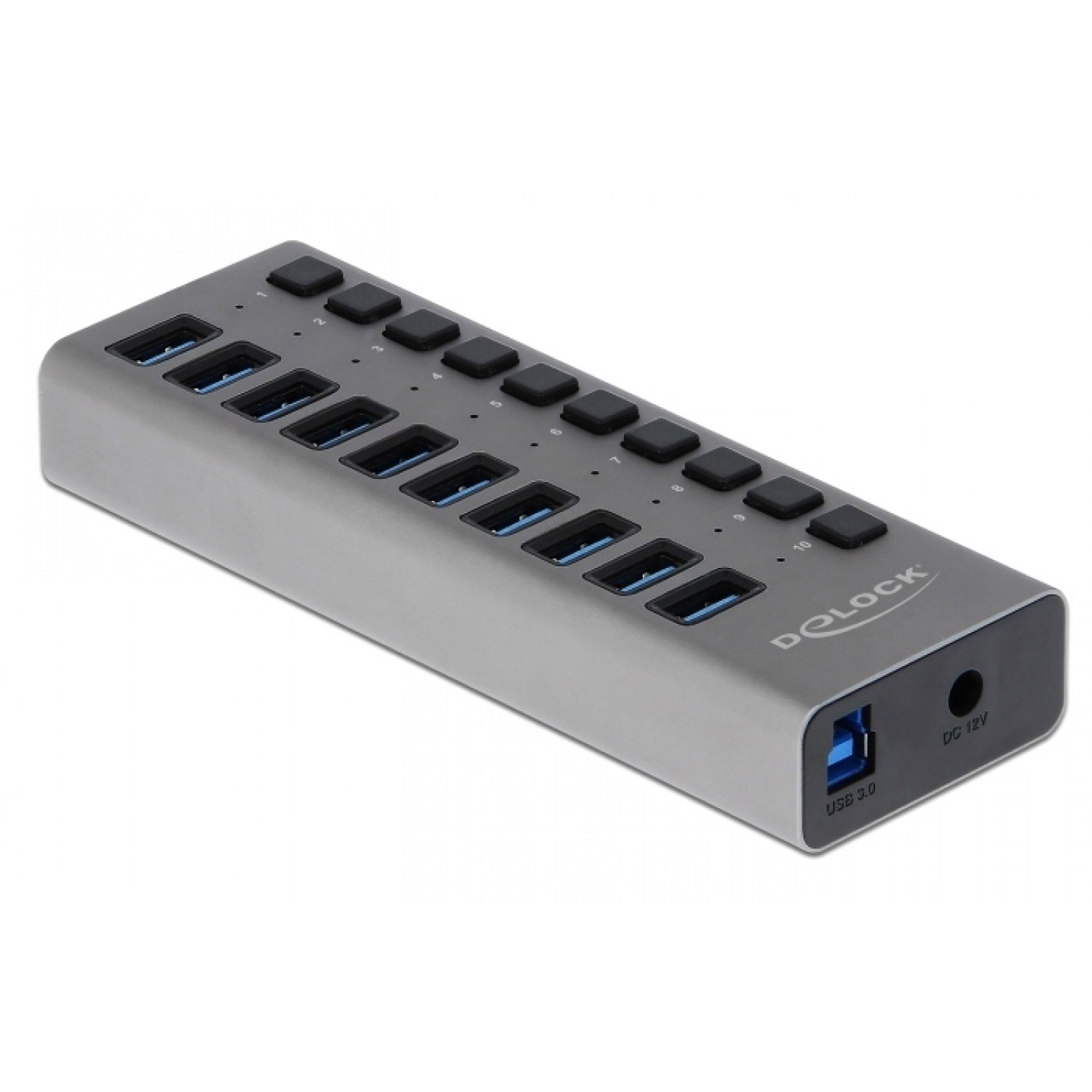 DELOCK USB hub 63670 με διακόπτες, 10x θυρών, 5Gbps, γκρι DELOCK USB hub 63670 με διακόπτες, 10x θυρών, 5Gbps, γκρι