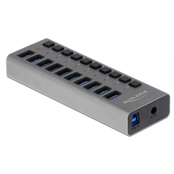 DELOCK USB hub 63670 με διακόπτες, 10x θυρών, 5Gbps, γκρι DELOCK USB hub 63670 με διακόπτες, 10x θυρών, 5Gbps, γκρι