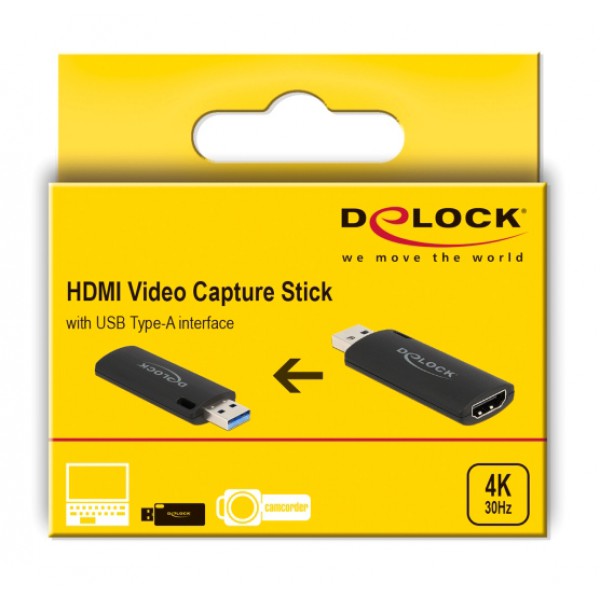 DELOCK video capture 88307, HDMI/USB σύνδεση, 4K/30Hz, μαύρο