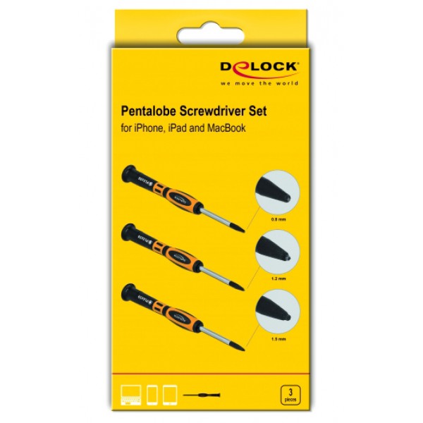DELOCK σετ κατσαβιδιών pentalobe 90560 για επισκευή Apple συσκευών, 3τμχ DELOCK σετ κατσαβιδιών pentalobe 90560 για επισκευή Apple συσκευών, 3τμχ