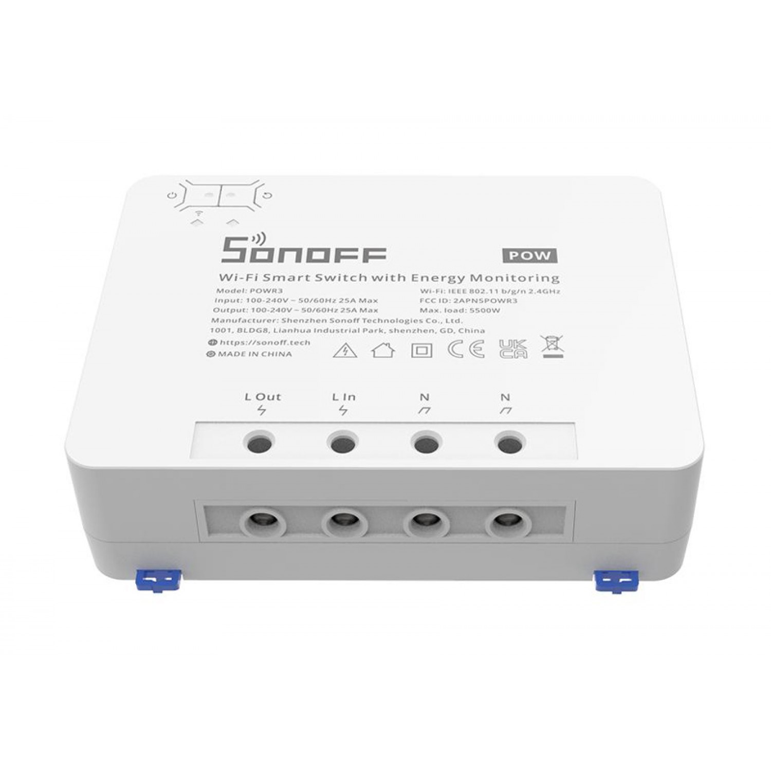 SONOFF smart διακόπτης παρακολούθησης ισχύος POWR3, WiFi, 25A, λευκός SONOFF smart διακόπτης παρακολούθησης ισχύος POWR3, WiFi, 25A, λευκός