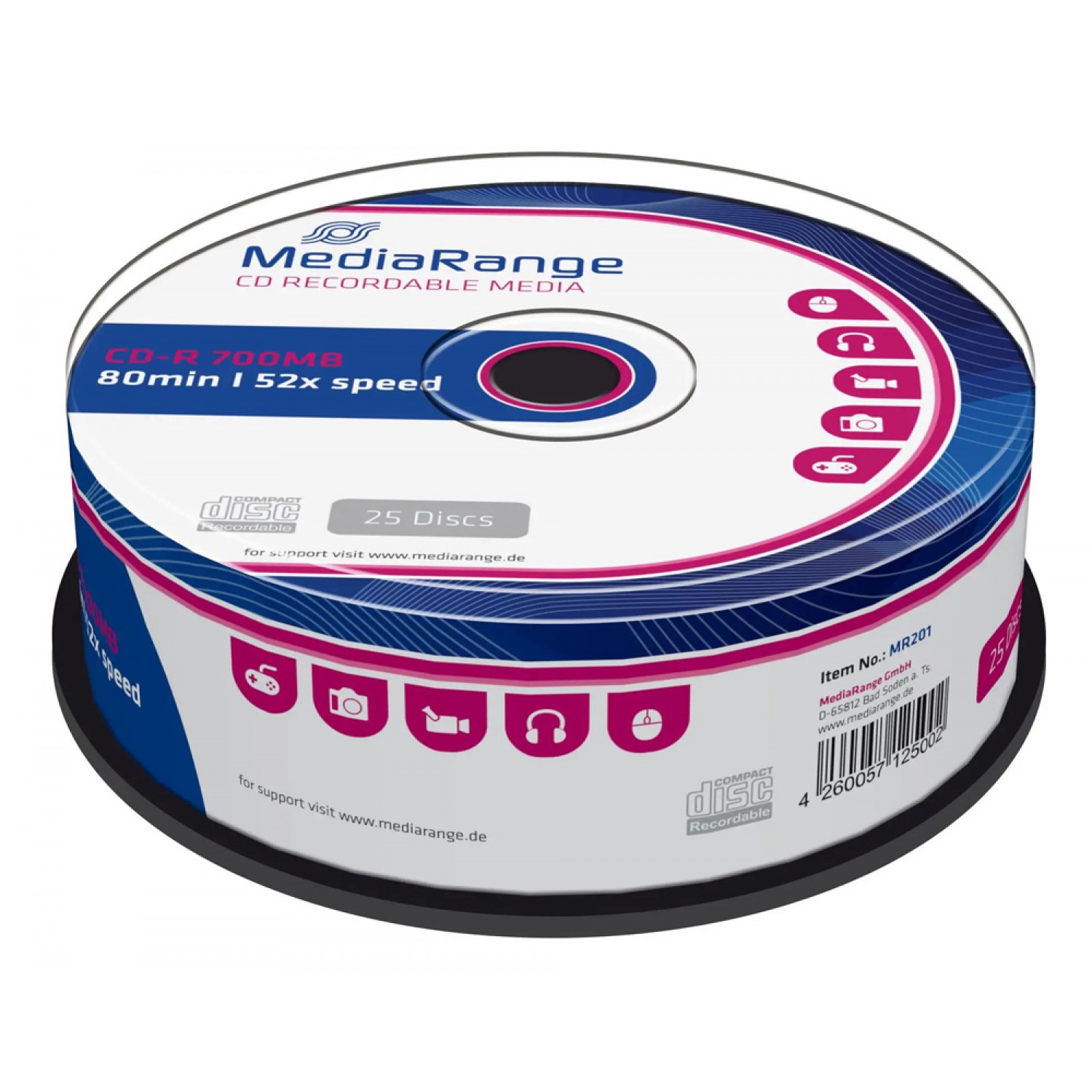 MEDIARANGE CD-R 52x 700MB/80min, cake box, 25τμχ