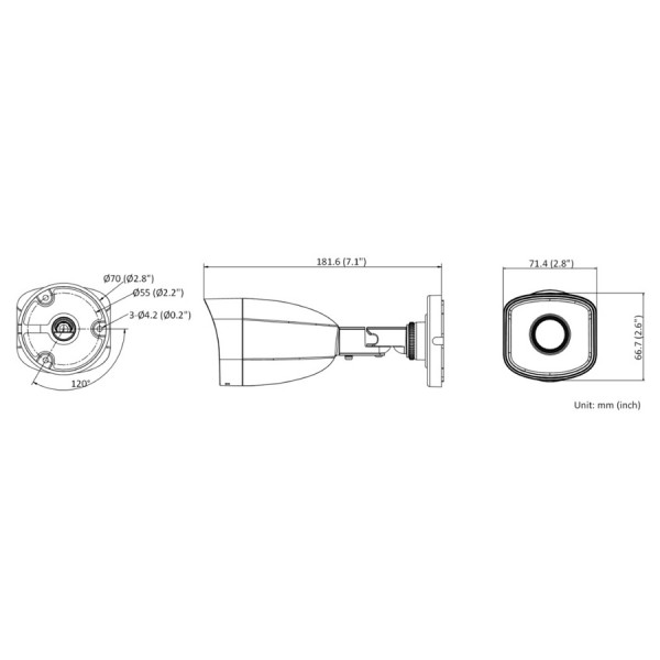 HIKVISION HIWATCH IP κάμερα HWI-B140H, 2.8mm, 4MP, Η.265, IP67, PoE