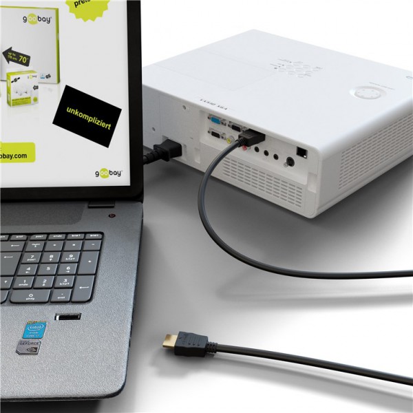 GOOBAY καλώδιο HDMI 2.0 58574 με Ethernet, 4K/60Hz 8.16Gbit/s, 2m, μαύρο