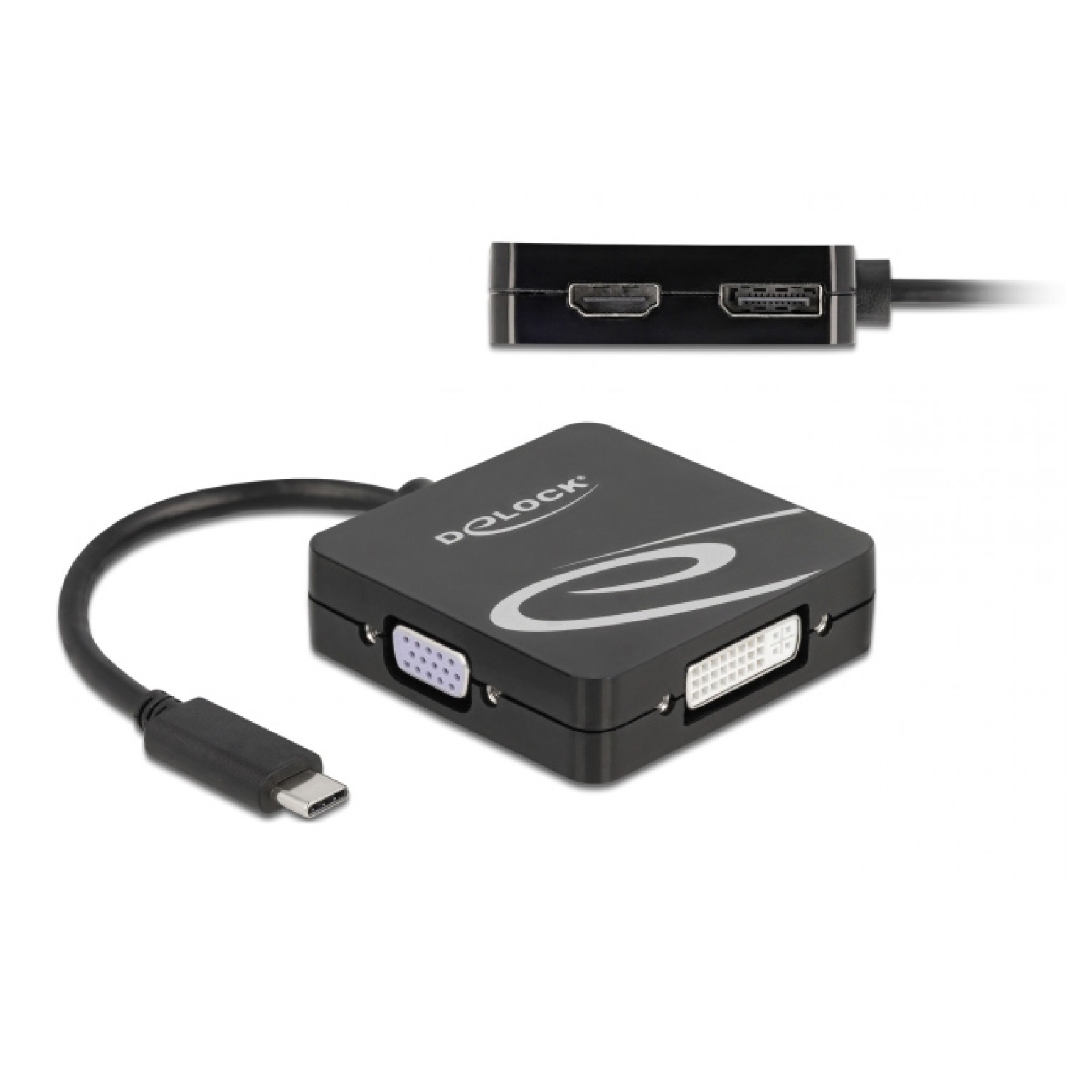 DELOCK αντάπτορας Type-C σε VGA/DVI/HDMI/DisplayPort 63129, 4K, μαύρος DELOCK αντάπτορας Type-C σε VGA/DVI/HDMI/DisplayPort 63129, 4K, μαύρος