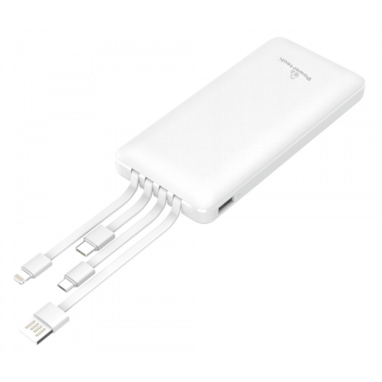 POWERTECH power bank με καλώδια PT-980 10000mAh, PD 20W & QC 18W, λευκό POWERTECH power bank με καλώδια PT-980 10000mAh, PD 20W & QC 18W, λευκό
