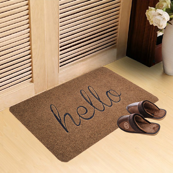 Πατάκι εισόδου hello HUH-0074, αντιολισθητικό, 60 x 90cm, καφέ