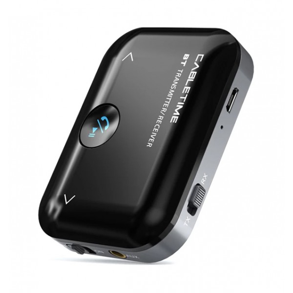 CABLETIME Bluetooth transmitter/receiver CT-BT01, BT 5.0, 450mAh, μαύρο