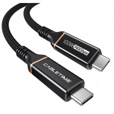 CABLETIME καλώδιο USB Type-C CT-USB4, 100W, 8K, 40Gbps, 2m, μαύρο