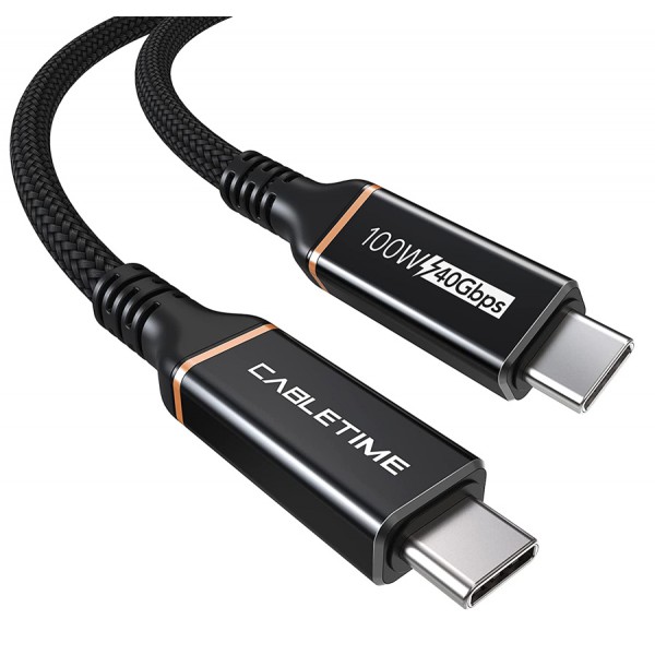 CABLETIME καλώδιο USB Type-C CT-USB4, 100W, 8K, 40Gbps, 2m, μαύρο CABLETIME καλώδιο USB Type-C CT-USB4, 100W, 8K, 40Gbps, 2m, μαύρο