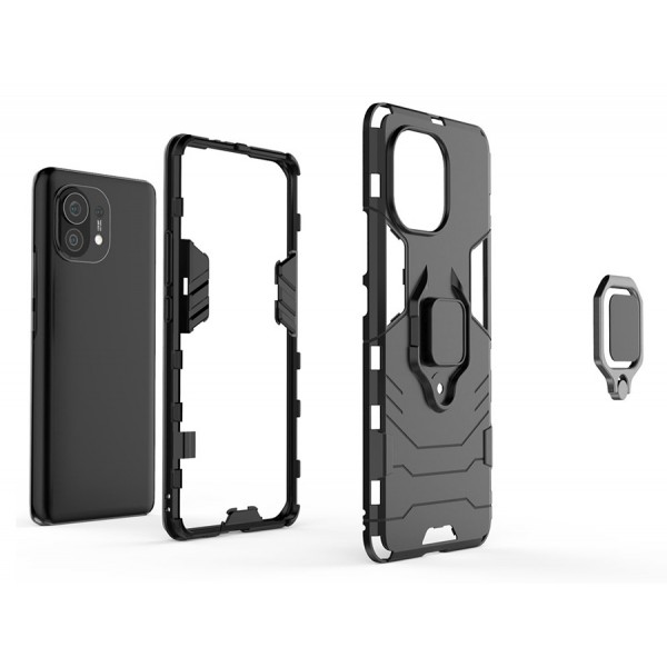 POWERTECH Θήκη Ring Armor MOB-1711 για Xiaomi Mi 11, μαύρη POWERTECH Θήκη Ring Armor MOB-1711 για Xiaomi Mi 11, μαύρη