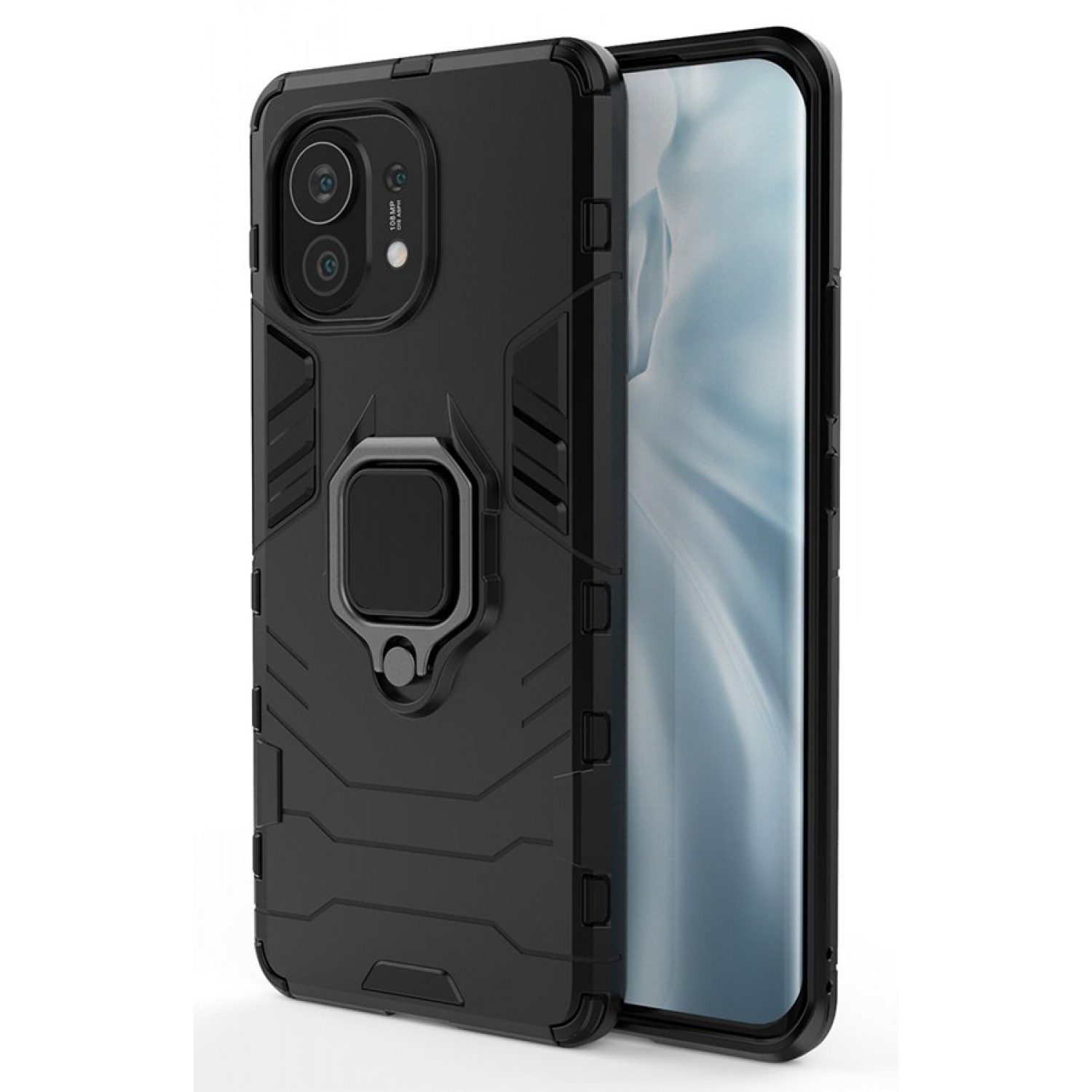 POWERTECH Θήκη Ring Armor MOB-1711 για Xiaomi Mi 11, μαύρη POWERTECH Θήκη Ring Armor MOB-1711 για Xiaomi Mi 11, μαύρη