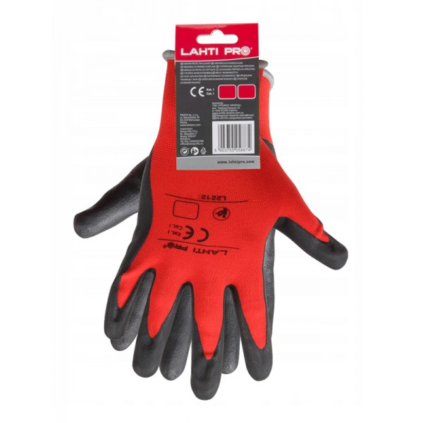LAHTI PRO γάντια εργασίας L2212, αντοχή σε υγρά, 8/M, κόκκινο-μαύρο LAHTI PRO γάντια εργασίας L2212, αντοχή σε υγρά, 8/M, κόκκινο-μαύρο