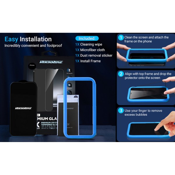 ROCKROSE tempered glass 2.5D Sapphire Privacy για iPhone 13 & 13 Pro