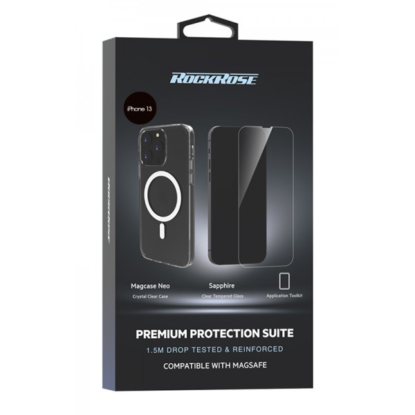 ROCKROSE θήκη & tempered glass 2.5D Premium, iPhone 13, διάφανη ROCKROSE θήκη & tempered glass 2.5D Premium, iPhone 13, διάφανη