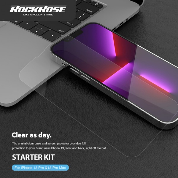 ROCKROSE kit φόρτισης & προστασίας Starter, iPhone 13 Pro, 20W & 15W ROCKROSE kit φόρτισης & προστασίας Starter, iPhone 13 Pro, 20W & 15W