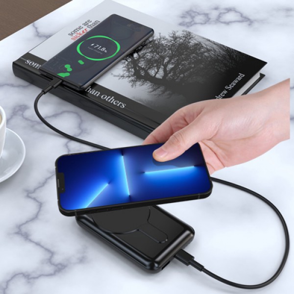 ROCKROSE power bank RRPB25, 10000mAh, 2x output & wireless, 15W, μαύρο ROCKROSE power bank RRPB25, 10000mAh, 2x output & wireless, 15W, μαύρο