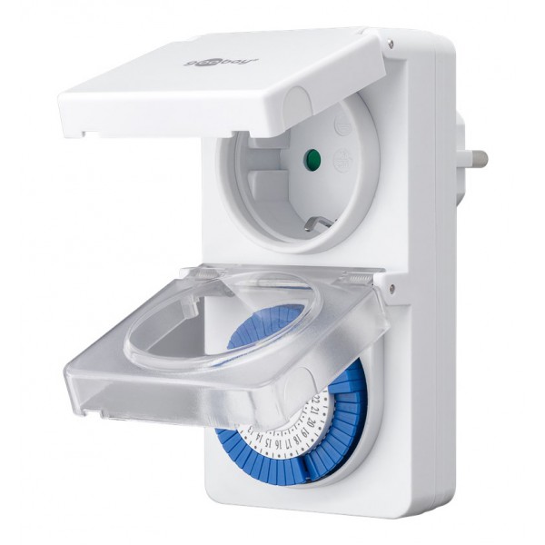 GOOBAY μηχανικός χρονοδιακόπτης ρεύματος 55547, IP44, 16A, λευκός, 2τμχ