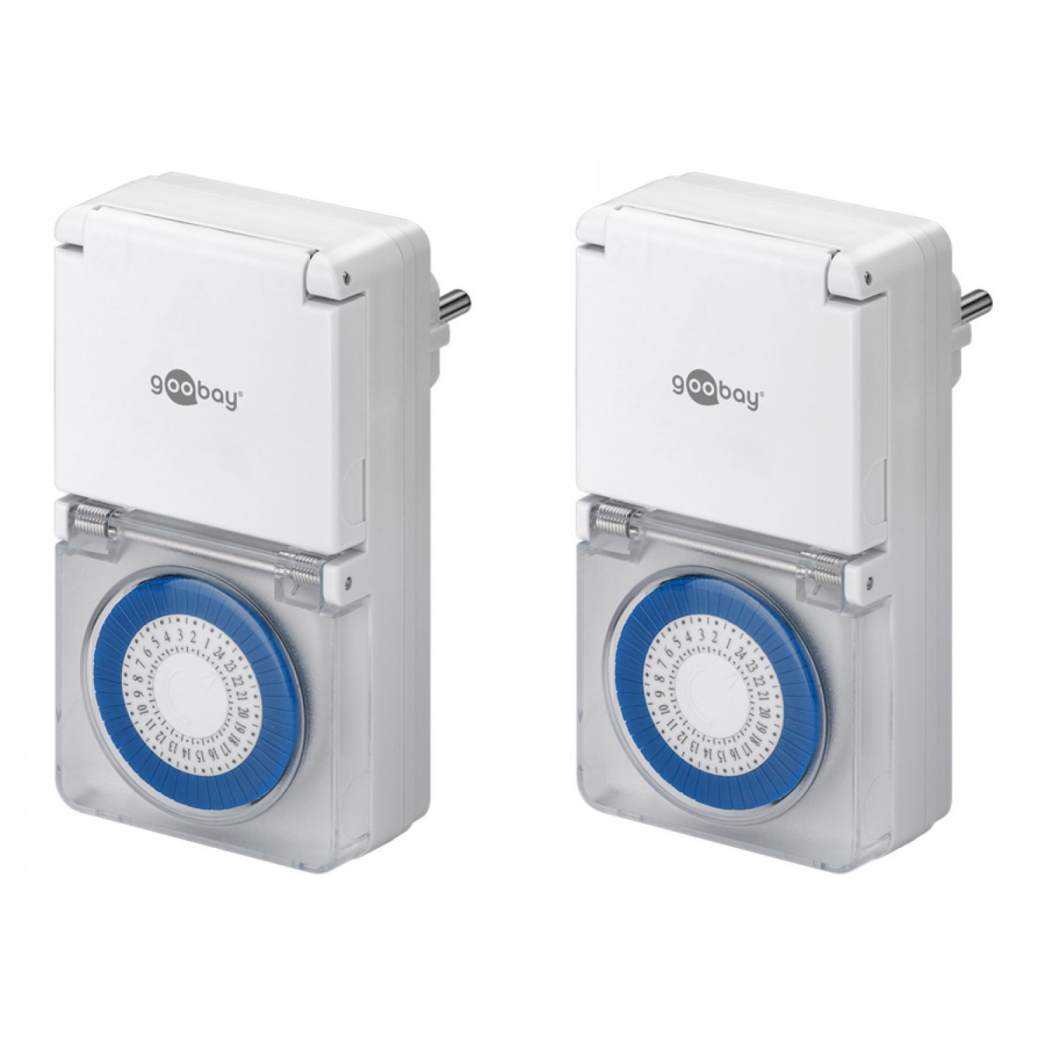 GOOBAY μηχανικός χρονοδιακόπτης ρεύματος 55547, IP44, 16A, λευκός, 2τμχ