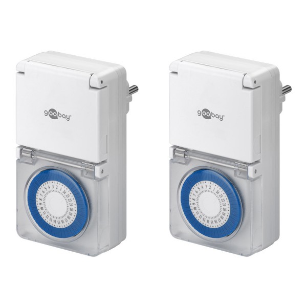 GOOBAY μηχανικός χρονοδιακόπτης ρεύματος 55547, IP44, 16A, λευκός, 2τμχ