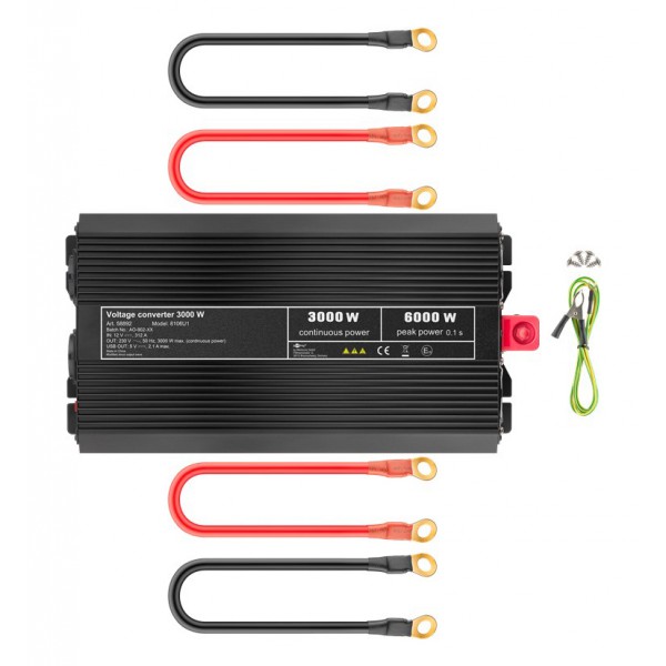 GOOBAY inverter αυτοκινήτου 58892, 12V σε 230V, 3000W, USB 2.1A GOOBAY inverter αυτοκινήτου 58892, 12V σε 230V, 3000W, USB 2.1A