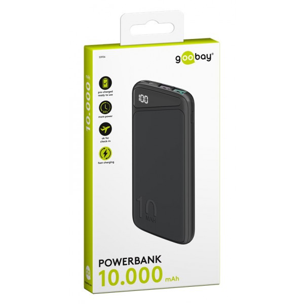 GOOBAY power bank 53936, 10000mAh, 2x USB & Type-C, QC PD, 22.5W, μαύρο GOOBAY power bank 53936, 10000mAh, 2x USB & Type-C, QC PD, 22.5W, μαύρο