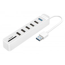 ORICO USB hub TWU32-6AST με card reader, 8x θυρών, 5Gbps, USB, λευκό
