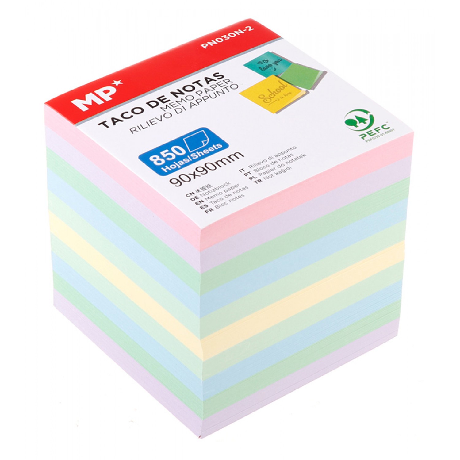 MP χαρτάκια σημειώσεων PN030N-2, 90x90mm, 850τμχ, χρωματιστά
