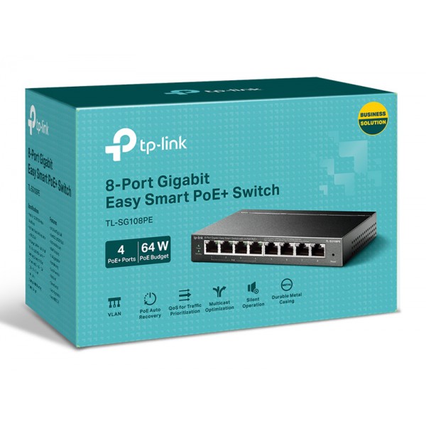 TP-LINK Easy Smart Switch TL-SG108PE, 8-Port Gbit, 4-Port PoE, Ver. 5.0 TP-LINK Easy Smart Switch TL-SG108PE, 8-Port Gbit, 4-Port PoE, Ver. 5.0
