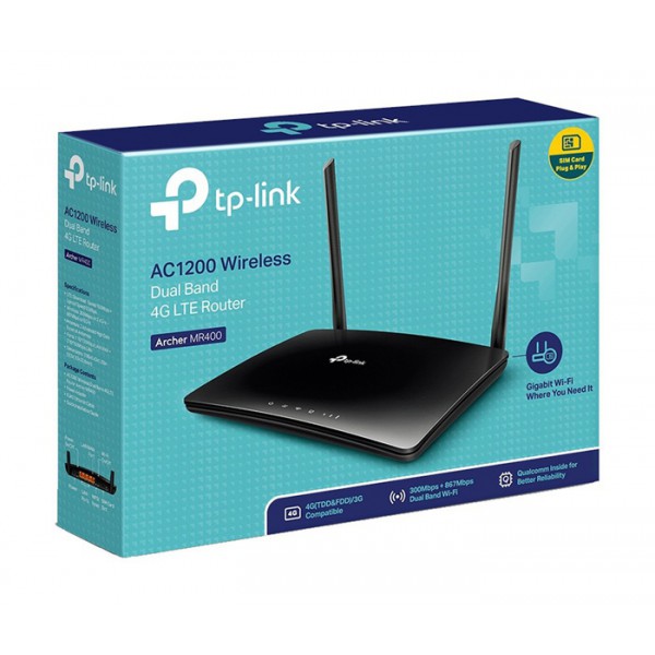 TP-LINK router Archer MR400, 4G LTE, Wi-Fi 1200Mbps AC1200, Ver. 2.0 TP-LINK router Archer MR400, 4G LTE, Wi-Fi 1200Mbps AC1200, Ver. 2.0