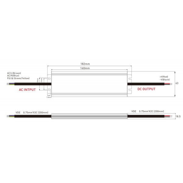 YSD τροφοδοτικό DC 100WHB-12, 12VDC, 100W, 8.5A, IP67