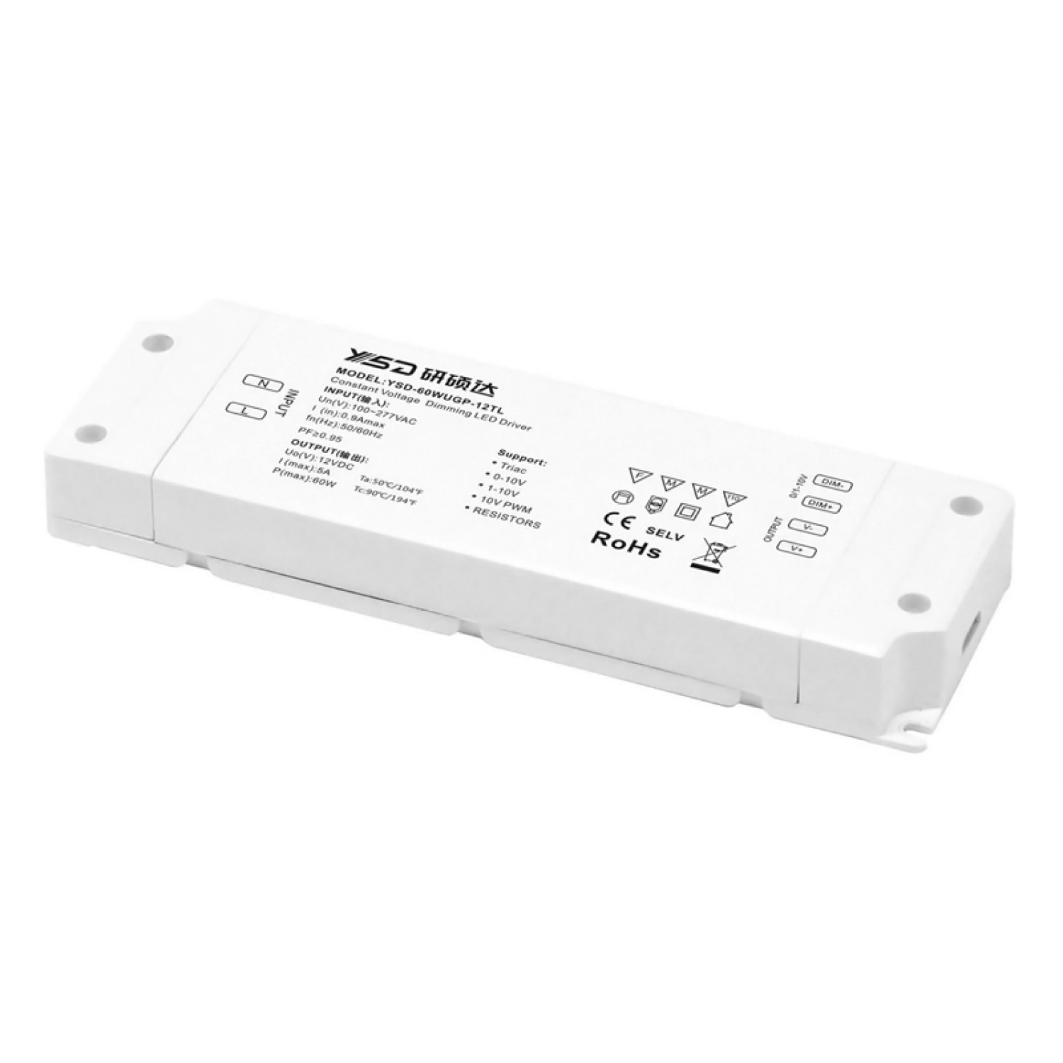 YSD τροφοδοτικό DC 60WUGP-12, 12VDC, 60W, 5A, IP20, dimmable YSD τροφοδοτικό DC 60WUGP-12, 12VDC, 60W, 5A, IP20, dimmable