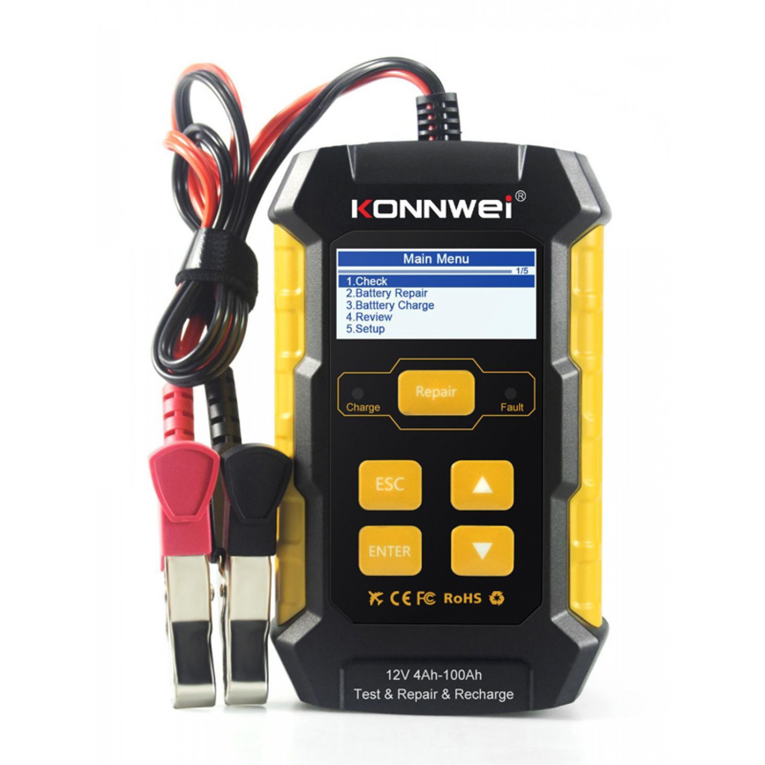 KONNWEI φορτιστής μπαταρίας αυτοκινήτου KW510 με tester, 12V KONNWEI φορτιστής μπαταρίας αυτοκινήτου KW510 με tester, 12V