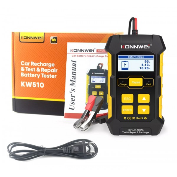 KONNWEI φορτιστής μπαταρίας αυτοκινήτου KW510 με tester, 12V KONNWEI φορτιστής μπαταρίας αυτοκινήτου KW510 με tester, 12V